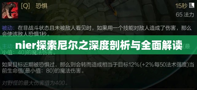 nier探索尼尔之深度剖析与全面解读