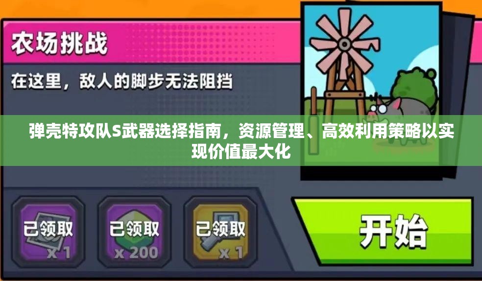 弹壳特攻队S武器选择指南，资源管理、高效利用策略以实现价值最大化