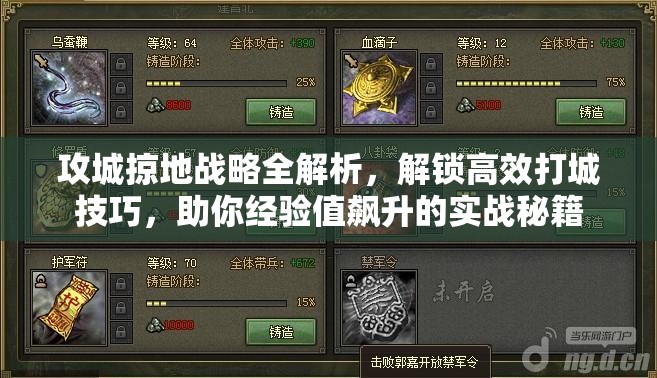 攻城掠地战略全解析，解锁高效打城技巧，助你经验值飙升的实战秘籍