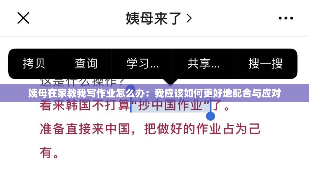 姨母在家教我写作业怎么办：我应该如何更好地配合与应对