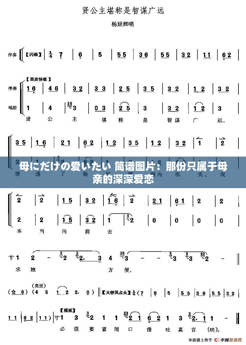 母にだけの爱いたい 简谱图片：那份只属于母亲的深深爱恋