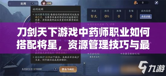 刀剑天下游戏中药师职业如何搭配将星，资源管理技巧与最大化战斗价值策略