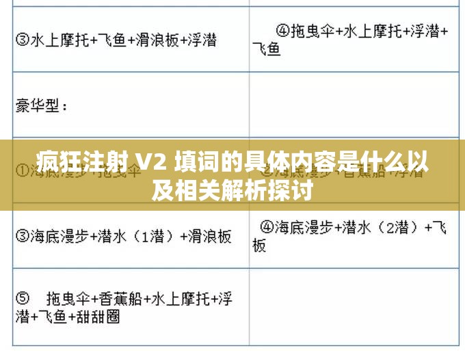 疯狂注射 V2 填词的具体内容是什么以及相关解析探讨