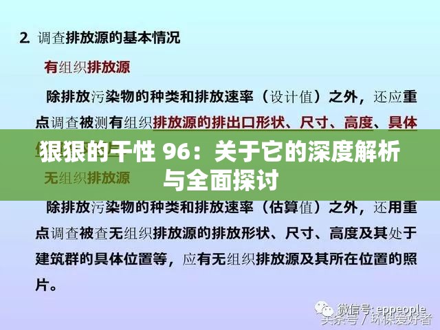 狠狠的干性 96：关于它的深度解析与全面探讨