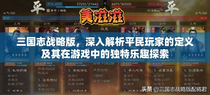 三国志战略版，深入解析平民玩家的定义及其在游戏中的独特乐趣探索