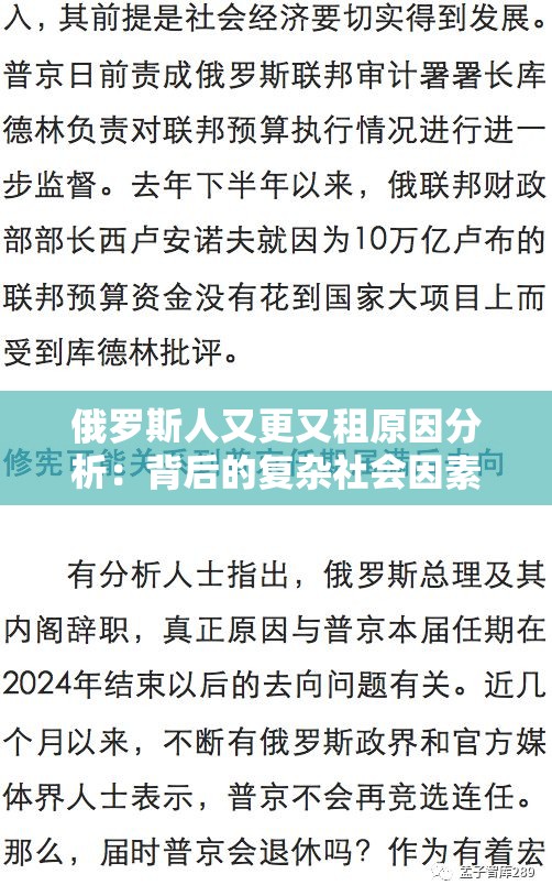 俄罗斯人又更又租原因分析：背后的复杂社会因素探究