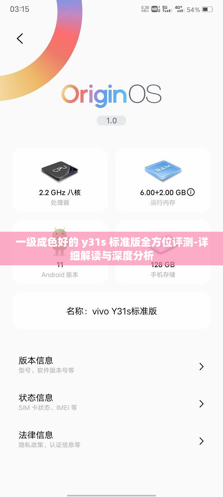 一级成色好的 y31s 标准版全方位评测-详细解读与深度分析