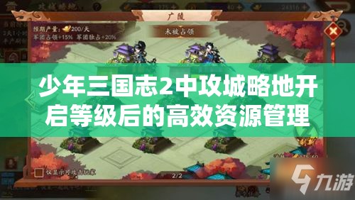 少年三国志2中攻城略地开启等级后的高效资源管理策略与艺术