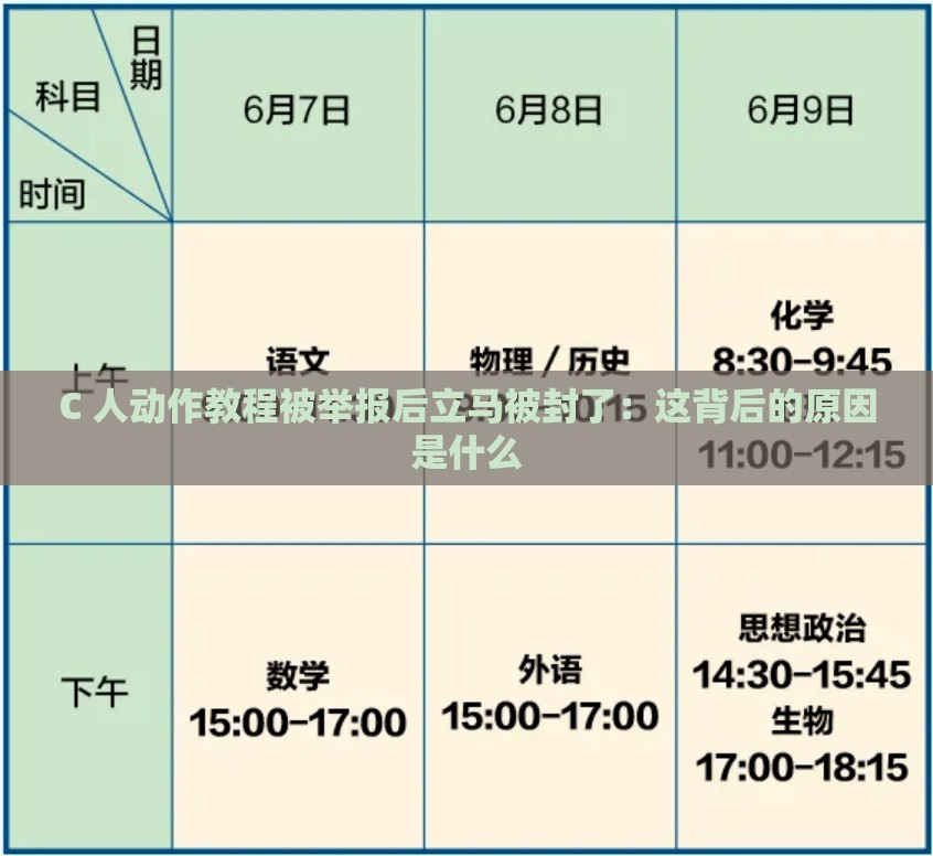 C 人动作教程被举报后立马被封了：这背后的原因是什么