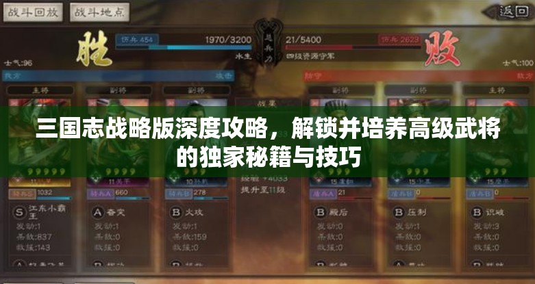 三国志战略版深度攻略，解锁并培养高级武将的独家秘籍与技巧