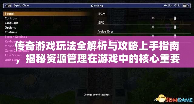 传奇游戏玩法全解析与攻略上手指南，揭秘资源管理在游戏中的核心重要性