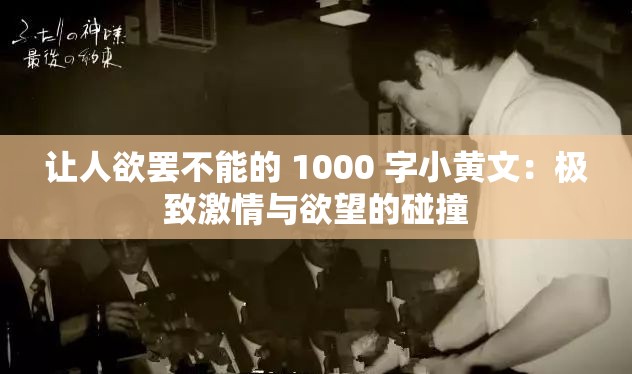 让人欲罢不能的 1000 字小黄文：极致激情与欲望的碰撞