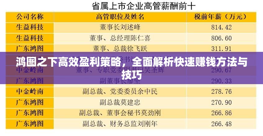 鸿图之下高效盈利策略，全面解析快速赚钱方法与技巧