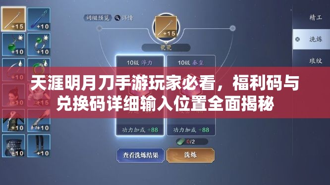 天涯明月刀手游玩家必看，福利码与兑换码详细输入位置全面揭秘