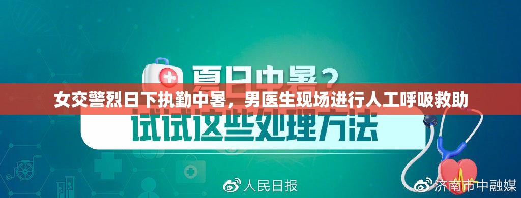 女交警烈日下执勤中暑，男医生现场进行人工呼吸救助