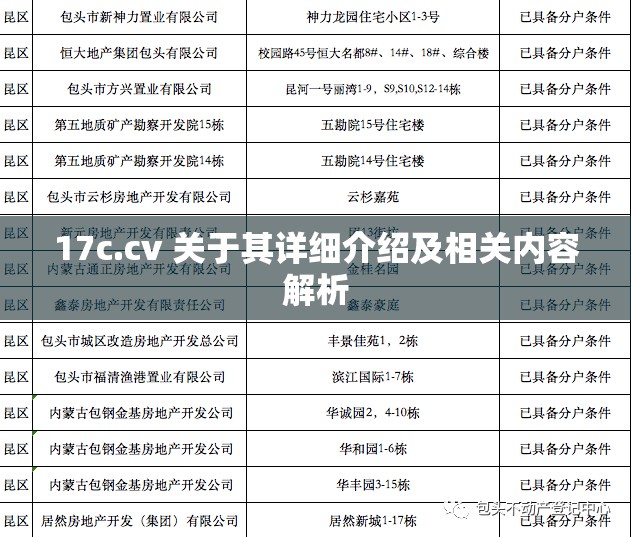 17c.cv 关于其详细介绍及相关内容解析