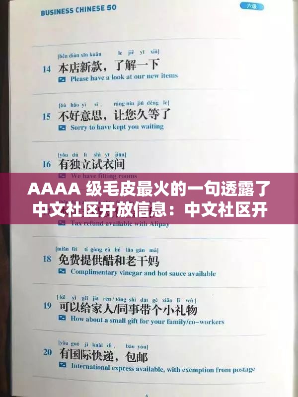 AAAA 级毛皮最火的一句透露了中文社区开放信息：中文社区开放，你准备好了吗？