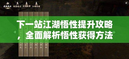 下一站江湖悟性提升攻略，全面解析悟性获得方法与高效资源管理策略