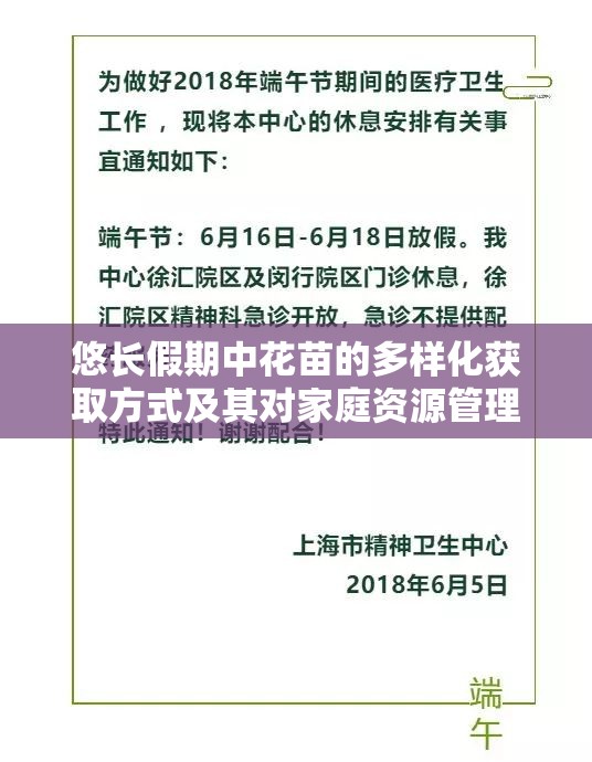 悠长假期中花苗的多样化获取方式及其对家庭资源管理的关键性影响