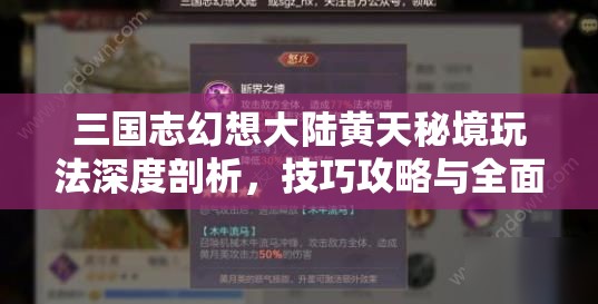 三国志幻想大陆黄天秘境玩法深度剖析，技巧攻略与全面解析