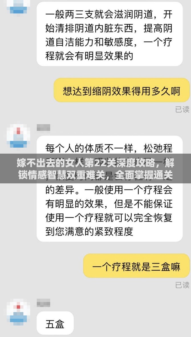 嫁不出去的女人第22关深度攻略，解锁情感智慧双重难关，全面掌握通关技巧