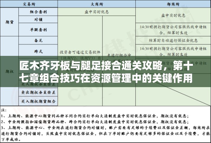 匠木齐牙板与腿足接合通关攻略，第十七章组合技巧在资源管理中的关键作用与策略