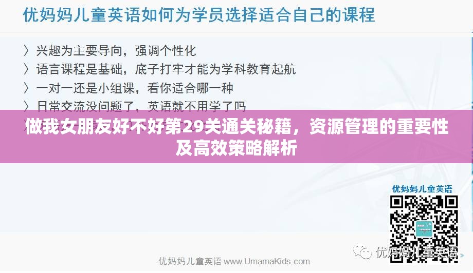 做我女朋友好不好第29关通关秘籍，资源管理的重要性及高效策略解析