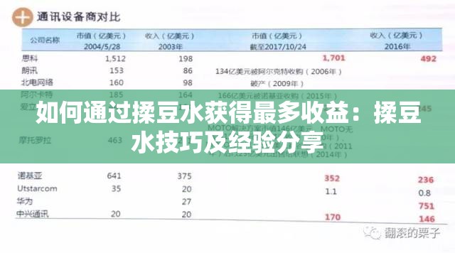 如何通过揉豆水获得最多收益：揉豆水技巧及经验分享