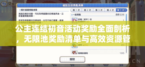 公主连结初音活动奖励全面剖析，无限池奖励清单与高效资源管理策略