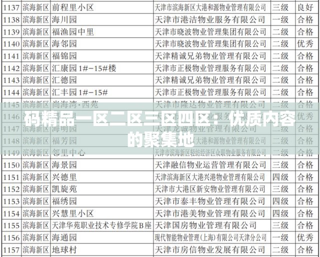 码精品一区二区三区四区：优质内容的聚集地