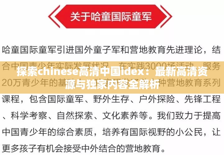 探索chinese高清中国idex：最新高清资源与独家内容全解析