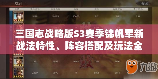 三国志战略版S3赛季锦帆军新战法特性、阵容搭配及玩法全攻略