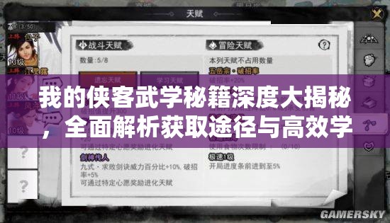 我的侠客武学秘籍深度大揭秘，全面解析获取途径与高效学习技巧