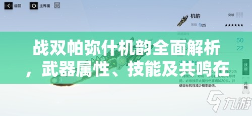 战双帕弥什机韵全面解析，武器属性、技能及共鸣在资源管理中的关键性与优化攻略