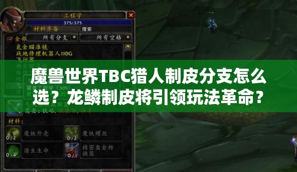 魔兽世界TBC猎人制皮分支怎么选？龙鳞制皮将引领玩法革命？