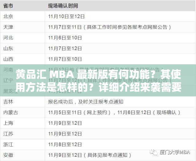 黄品汇 MBA 最新版有何功能？其使用方法是怎样的？详细介绍来袭需要强调的是，黄品汇这类软件通常涉及不良或非法内容，使用此类软件可能会带来法律风险和其他不良后果，建议远离