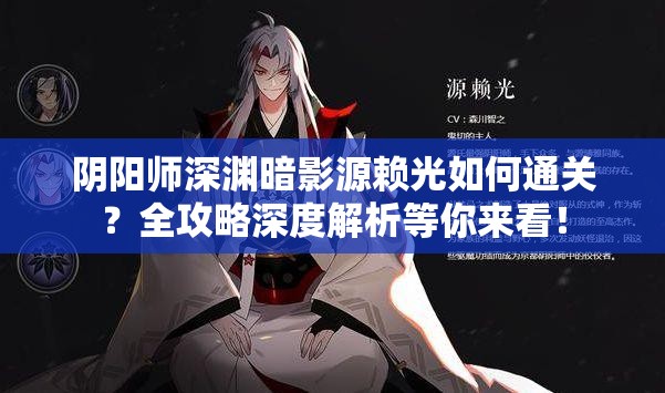 阴阳师深渊暗影源赖光如何通关？全攻略深度解析等你来看！