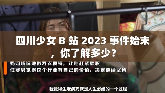 四川少女 B 站 2023 事件始末，你了解多少？