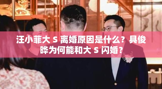 汪小菲大 S 离婚原因是什么？具俊晔为何能和大 S 闪婚？