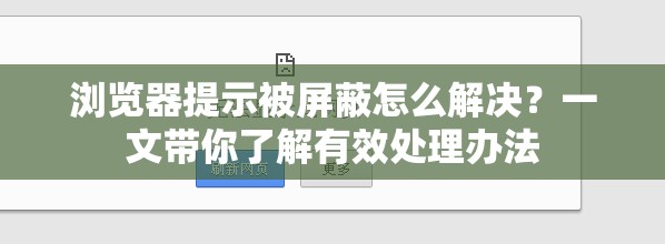 浏览器提示被屏蔽怎么解决？一文带你了解有效处理办法