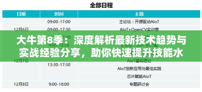 大牛第8季：深度解析最新技术趋势与实战经验分享，助你快速提升技能水平